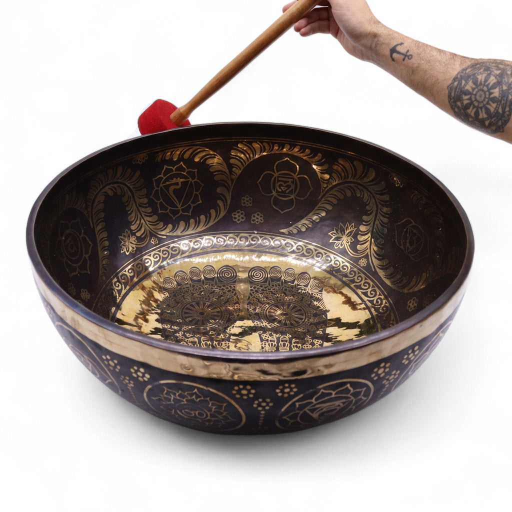 Engraved - Huge Vibrational Feet Standing Bowl - 50x20cm (10.7kg)