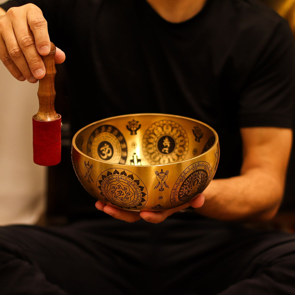 Pure Brass Etched Yogi - Set of 4 - Approx 3.85kg